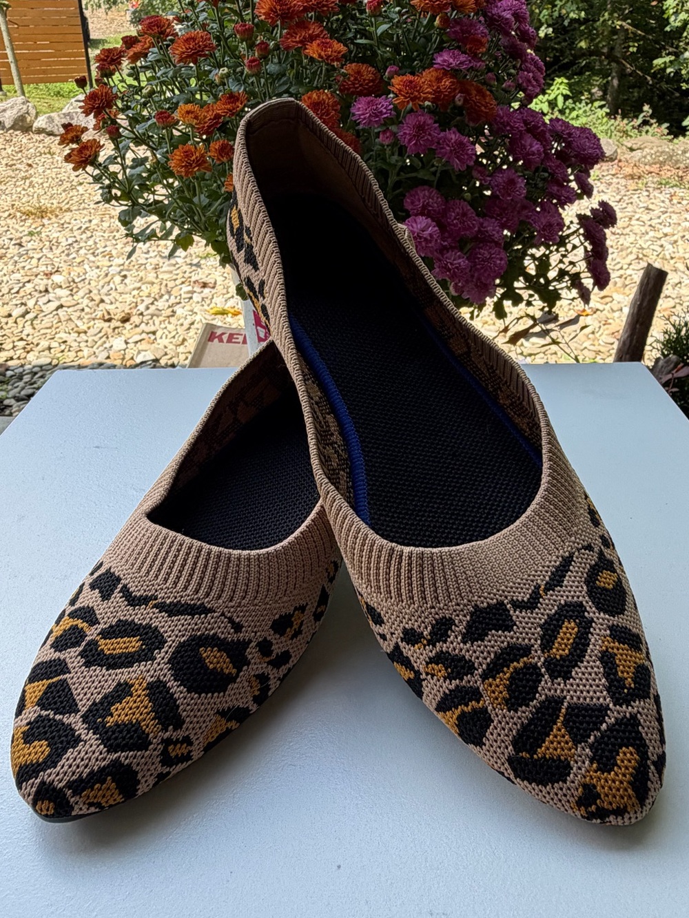 Rothy’s The Point Leopard Knit Flats 40